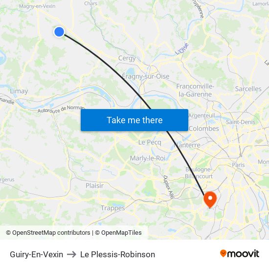 Guiry-En-Vexin to Le Plessis-Robinson map