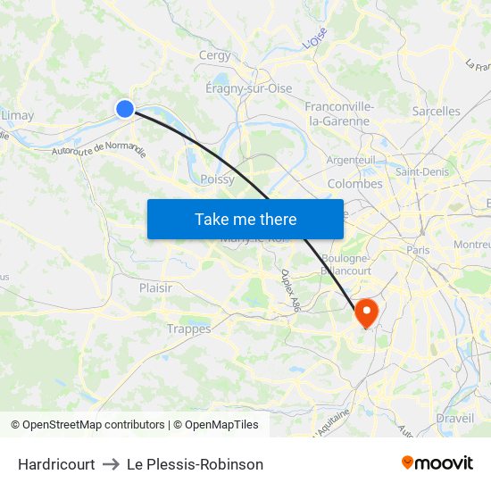 Hardricourt to Le Plessis-Robinson map