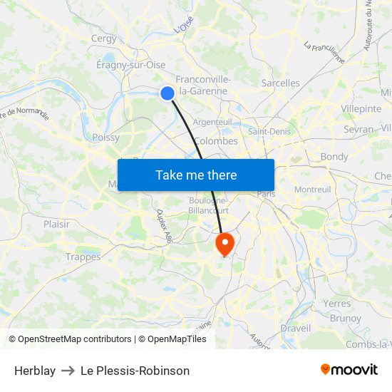 Herblay to Le Plessis-Robinson map