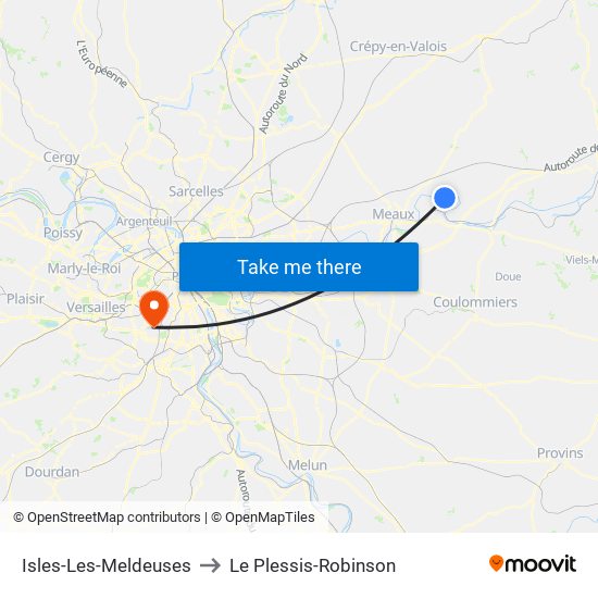 Isles-Les-Meldeuses to Le Plessis-Robinson map