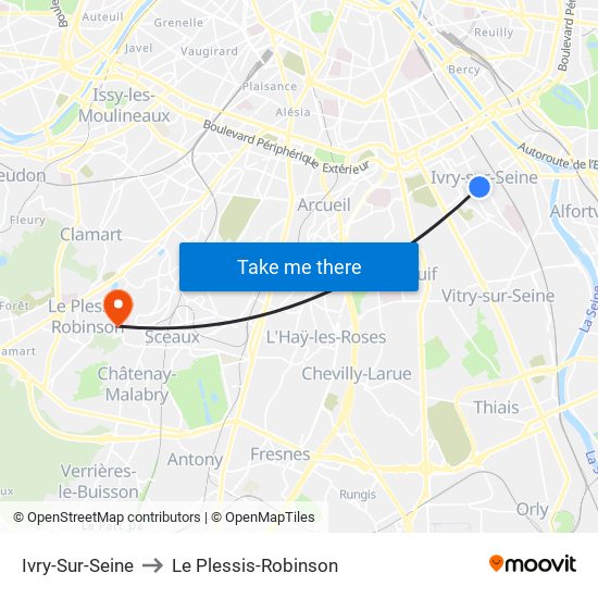 Ivry-Sur-Seine to Le Plessis-Robinson map