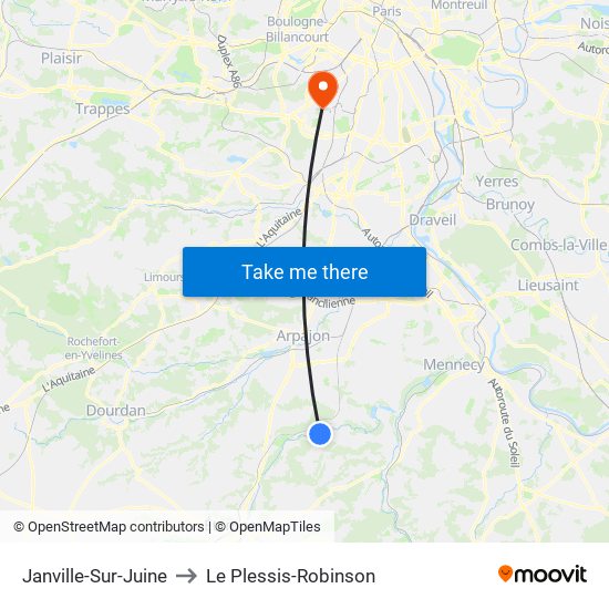 Janville-Sur-Juine to Le Plessis-Robinson map