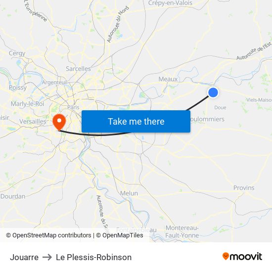 Jouarre to Le Plessis-Robinson map