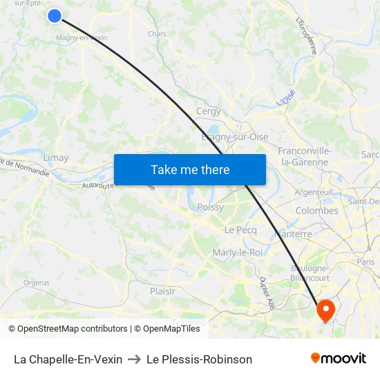 La Chapelle-En-Vexin to Le Plessis-Robinson map