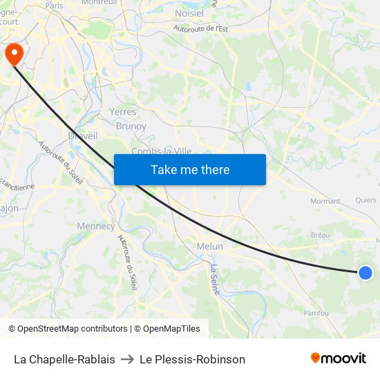 La Chapelle-Rablais to Le Plessis-Robinson map