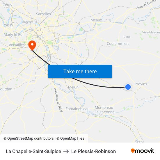 La Chapelle-Saint-Sulpice to Le Plessis-Robinson map
