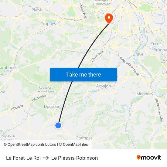 La Foret-Le-Roi to Le Plessis-Robinson map