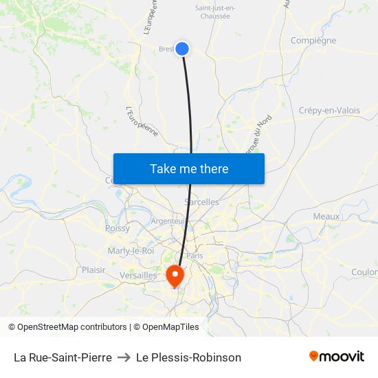La Rue-Saint-Pierre to Le Plessis-Robinson map