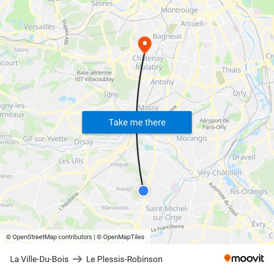 La Ville-Du-Bois to Le Plessis-Robinson map