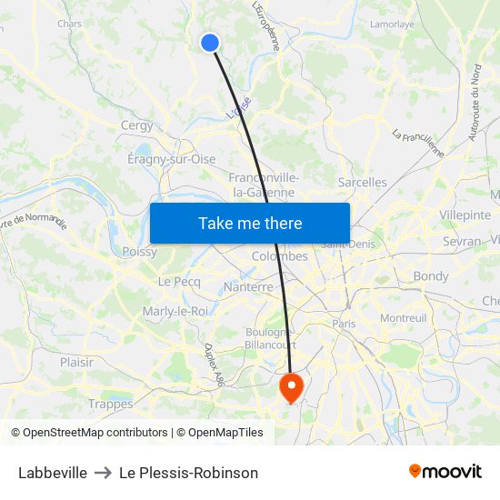 Labbeville to Le Plessis-Robinson map