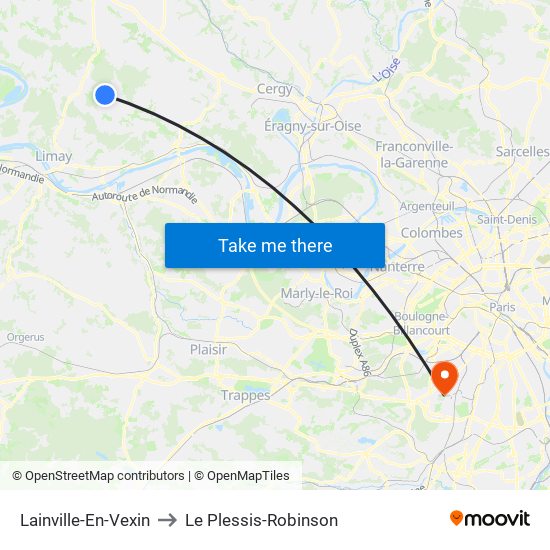 Lainville-En-Vexin to Le Plessis-Robinson map