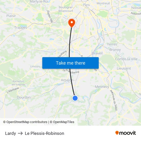 Lardy to Le Plessis-Robinson map