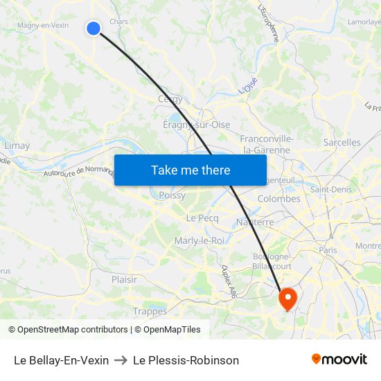 Le Bellay-En-Vexin to Le Plessis-Robinson map