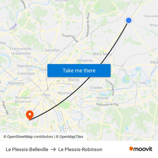 Le Plessis-Belleville to Le Plessis-Robinson map