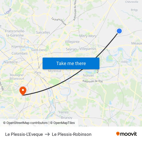 Le Plessis-L'Eveque to Le Plessis-Robinson map