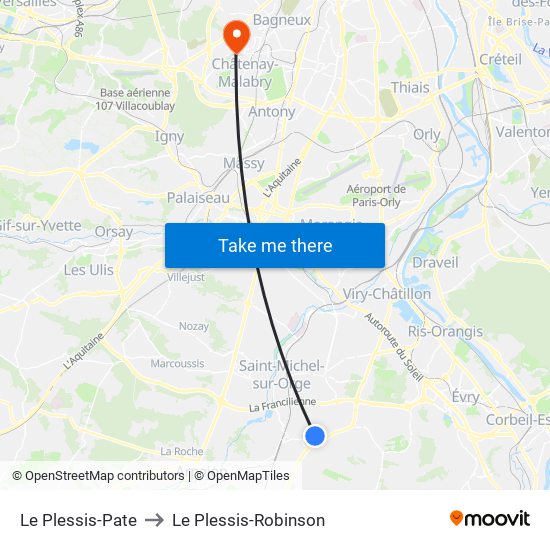 Le Plessis-Pate to Le Plessis-Robinson map