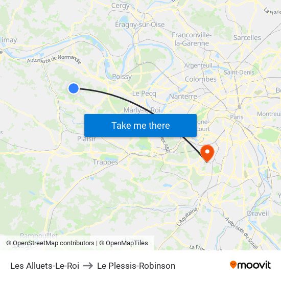 Les Alluets-Le-Roi to Le Plessis-Robinson map
