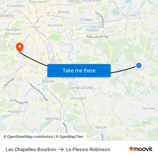 Les Chapelles-Bourbon to Le Plessis-Robinson map