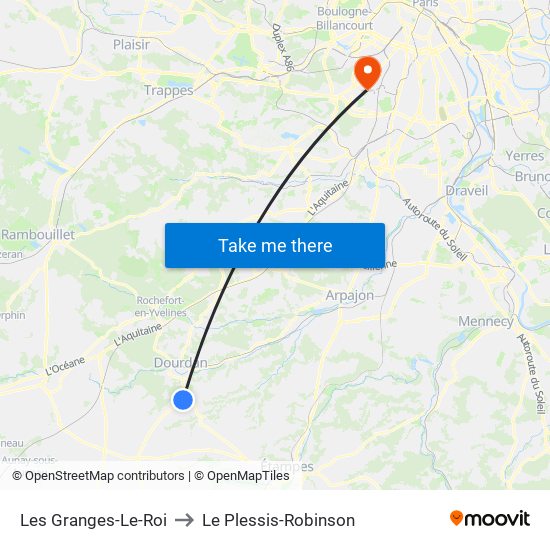 Les Granges-Le-Roi to Le Plessis-Robinson map