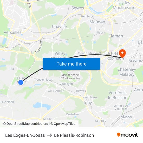 Les Loges-En-Josas to Le Plessis-Robinson map