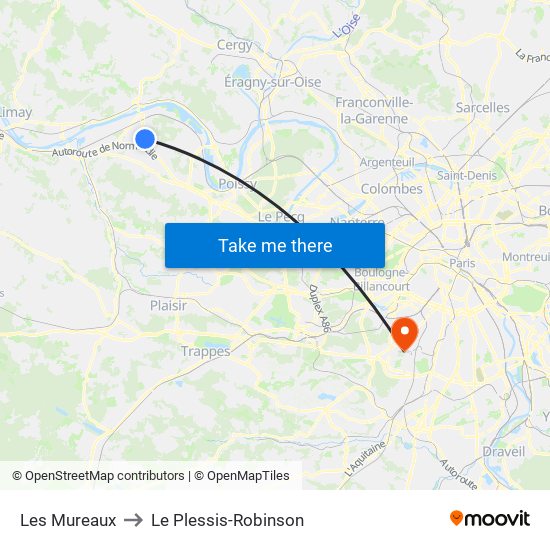 Les Mureaux to Le Plessis-Robinson map