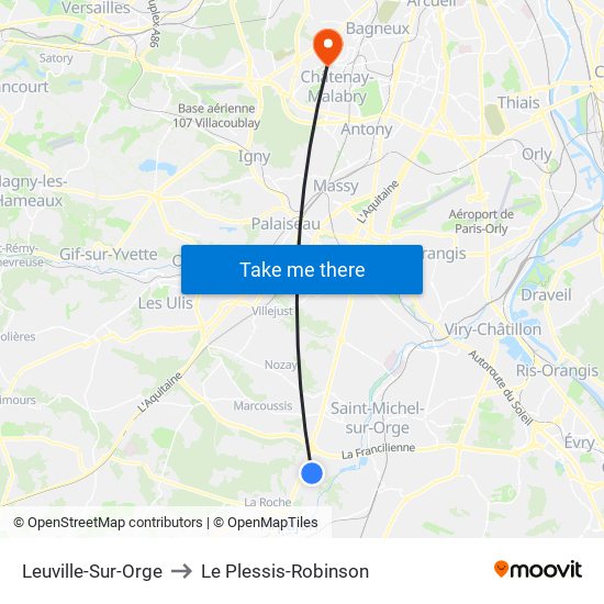 Leuville-Sur-Orge to Le Plessis-Robinson map