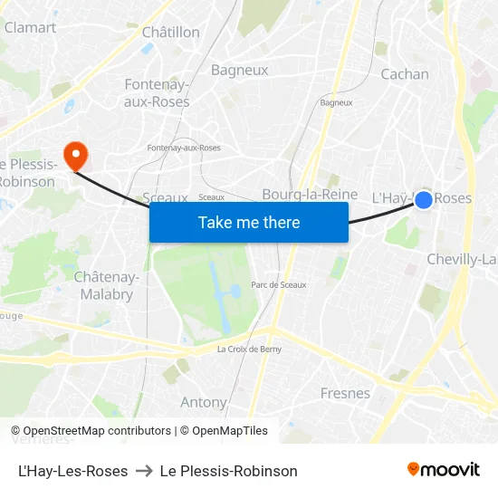 L'Hay-Les-Roses to Le Plessis-Robinson map