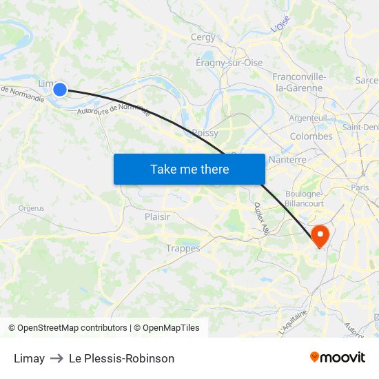 Limay to Le Plessis-Robinson map