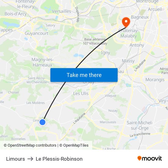 Limours to Le Plessis-Robinson map