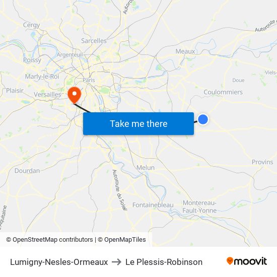 Lumigny-Nesles-Ormeaux to Le Plessis-Robinson map