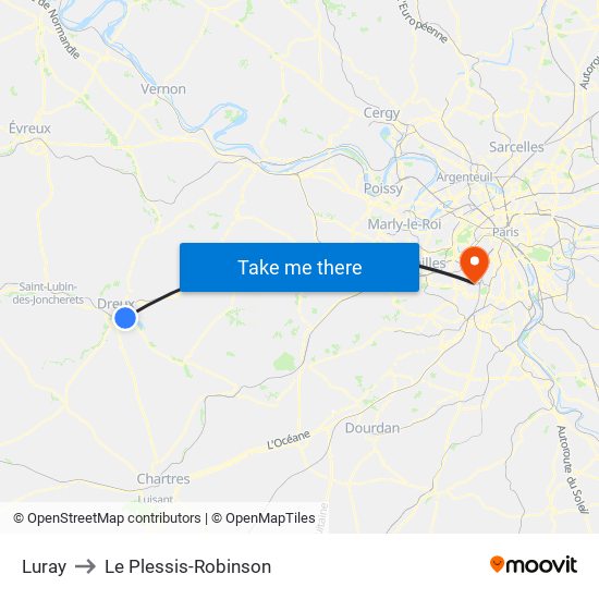 Luray to Le Plessis-Robinson map