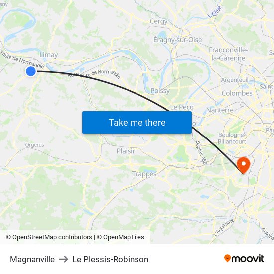 Magnanville to Le Plessis-Robinson map