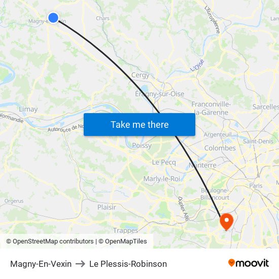Magny-En-Vexin to Le Plessis-Robinson map