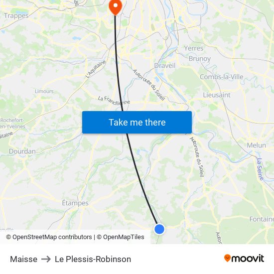 Maisse to Le Plessis-Robinson map