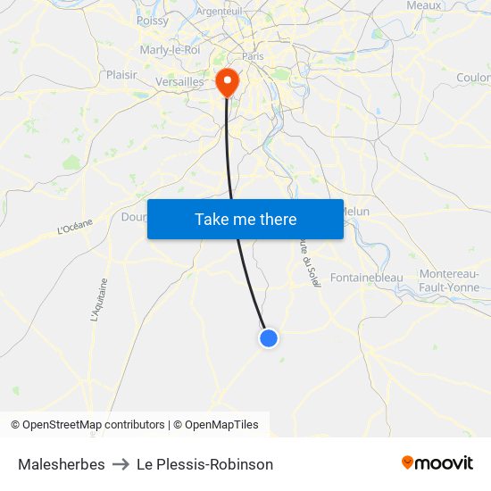 Malesherbes to Le Plessis-Robinson map