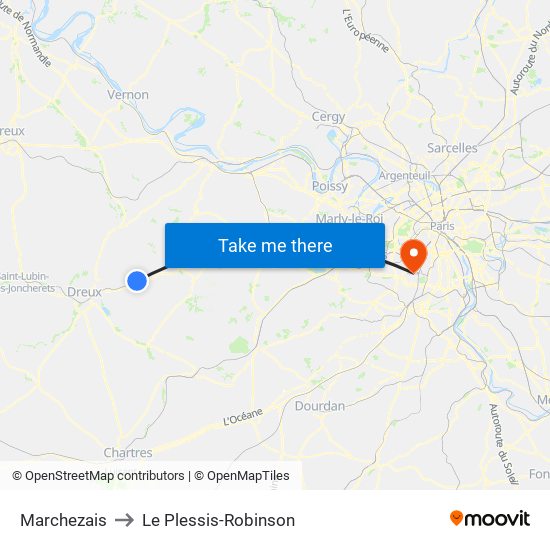 Marchezais to Le Plessis-Robinson map