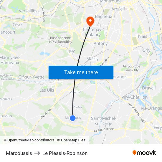 Marcoussis to Le Plessis-Robinson map