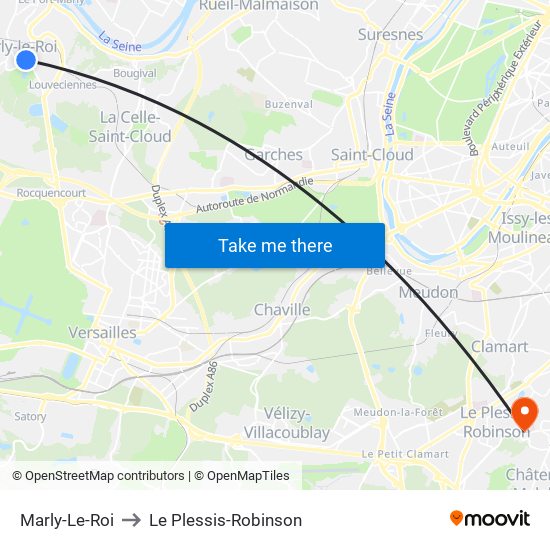 Marly-Le-Roi to Le Plessis-Robinson map