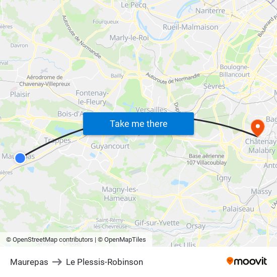 Maurepas to Le Plessis-Robinson map