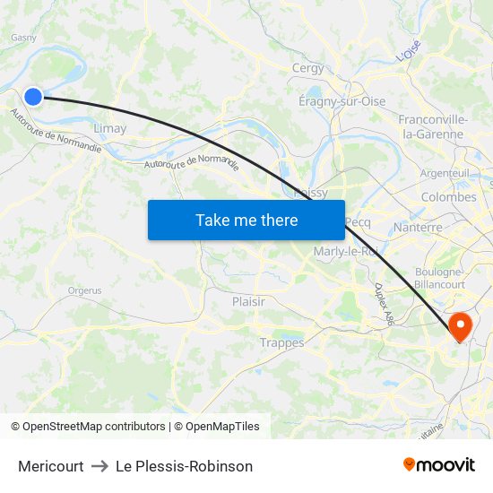 Mericourt to Le Plessis-Robinson map
