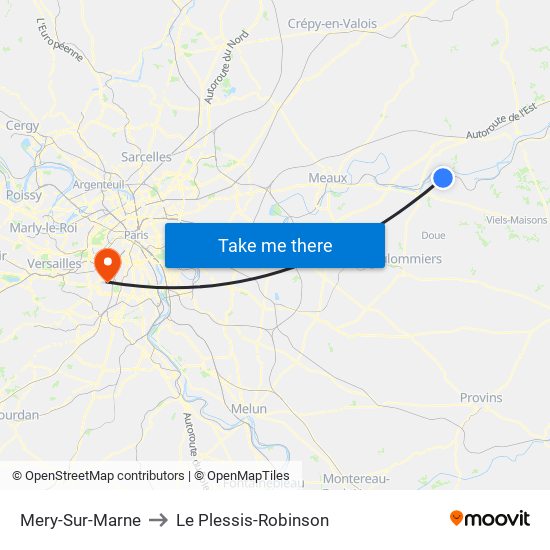 Mery-Sur-Marne to Le Plessis-Robinson map