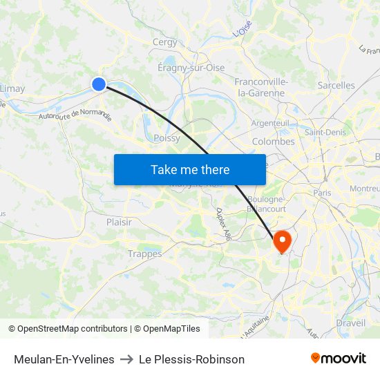 Meulan-En-Yvelines to Le Plessis-Robinson map