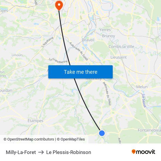 Milly-La-Foret to Le Plessis-Robinson map