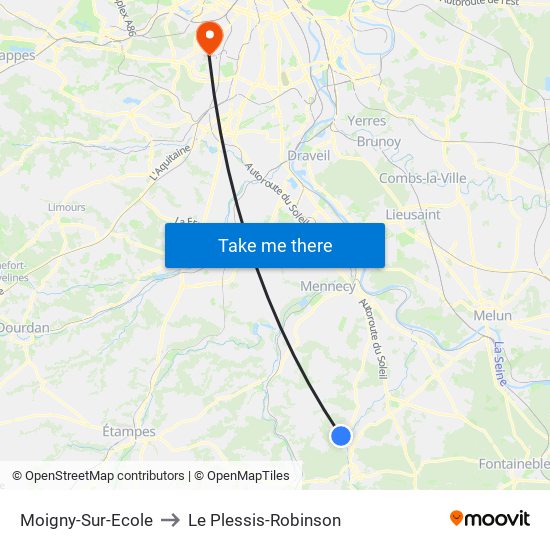 Moigny-Sur-Ecole to Le Plessis-Robinson map
