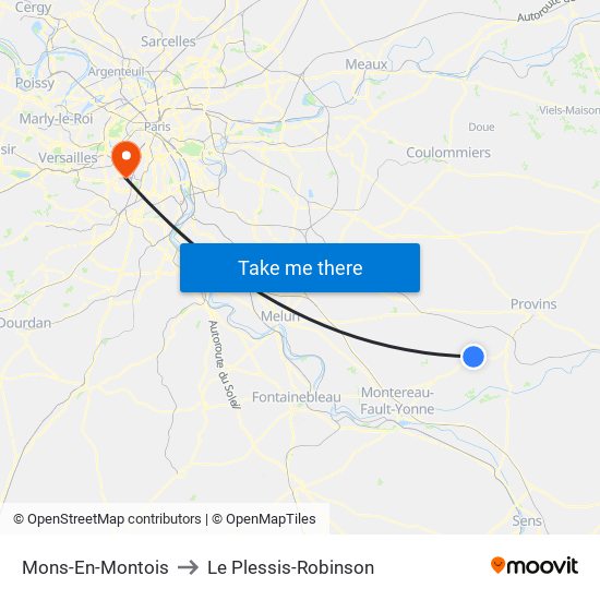 Mons-En-Montois to Le Plessis-Robinson map