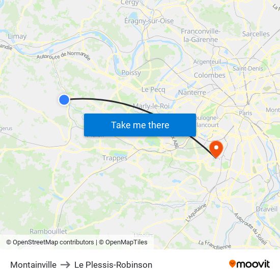 Montainville to Le Plessis-Robinson map