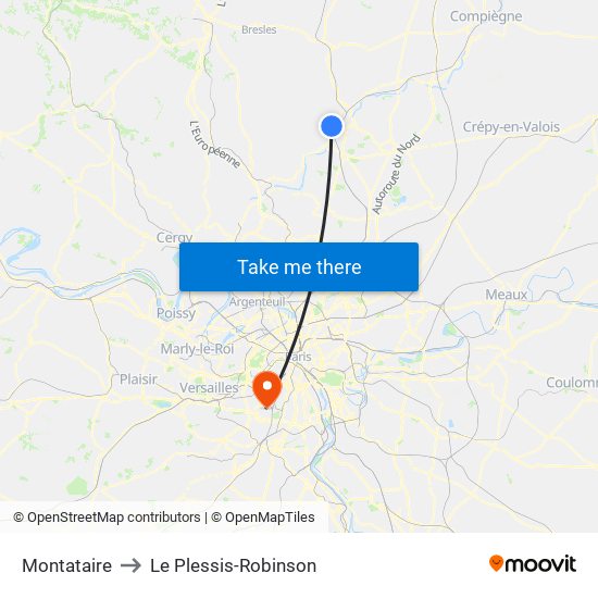 Montataire to Le Plessis-Robinson map