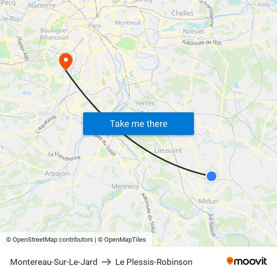Montereau-Sur-Le-Jard to Le Plessis-Robinson map