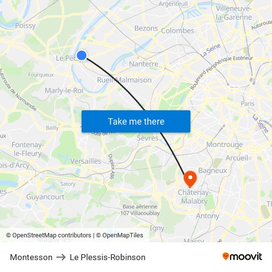 Montesson to Le Plessis-Robinson map