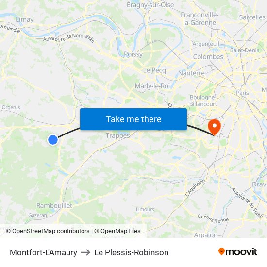 Montfort-L'Amaury to Le Plessis-Robinson map